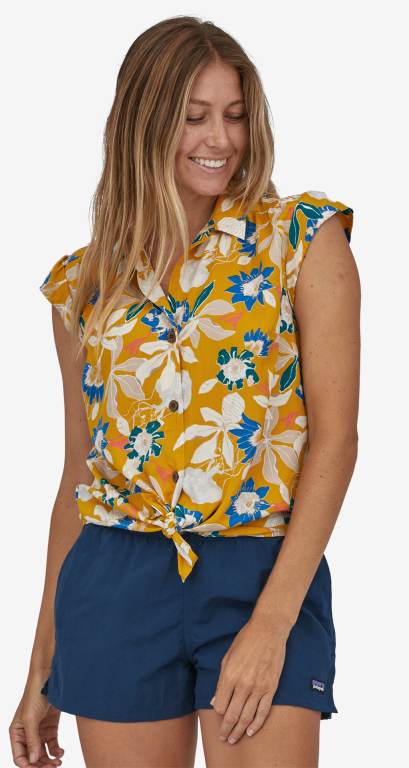 Camisas Patagonia Ligeros PatalohaÂ® Mujer Flower/Gold | bQcalFK2