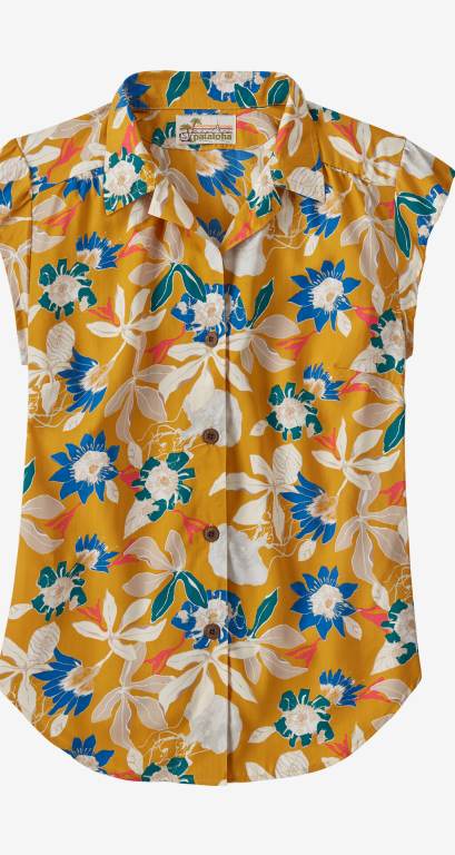 Camisas Patagonia Ligeros PatalohaÂ® Mujer Flower/Gold | bQcalFK2