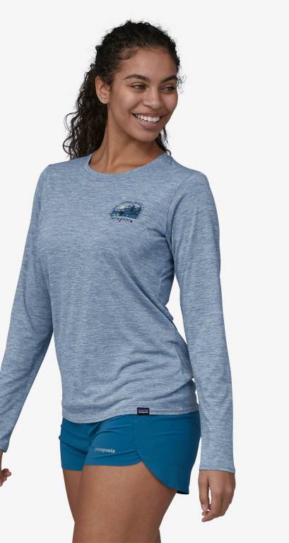 Camisas Patagonia Long-Sleeved CapileneÂ® Cool Daily Estampados - Lands Mujer Azules | QcgEcth5