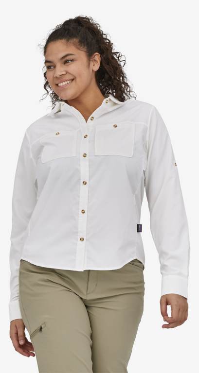 Camisas Patagonia Long-Sleeved Self-Guided UPF Hike Sun Mujer Blancos | TP0TZHNT