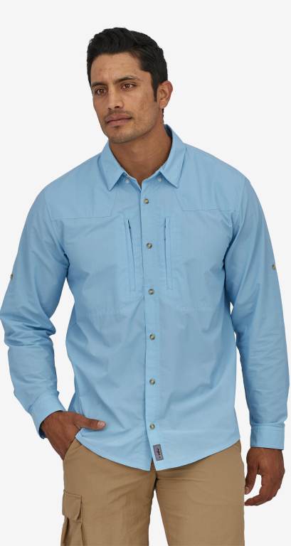 Camisas Patagonia Long-Sleeved Sun Stretch Button Up Hombre Azules | OQmQ7lbt