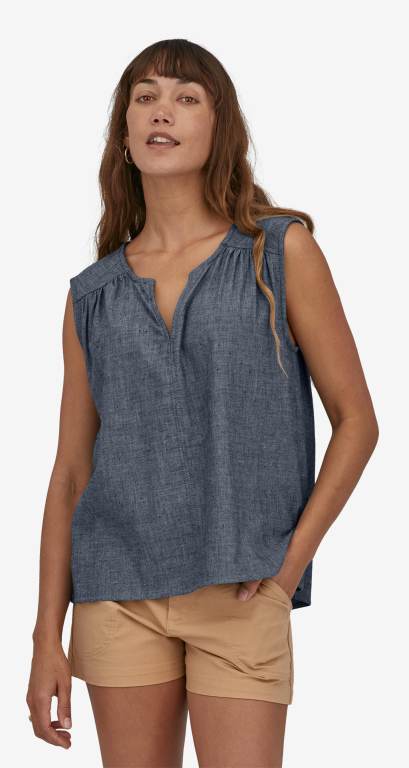 Camisas Patagonia Organic Algodon Shirred Mujer Azules Azules | MKxRNYxV