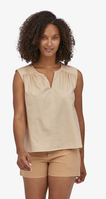 Camisas Patagonia Organic Algodon Shirred Mujer Beige | hQdxxgjm