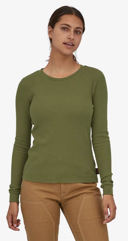 Camisas Patagonia Trabajo Waffle Crewneck Mujer Verdes | 6EDbtUxE