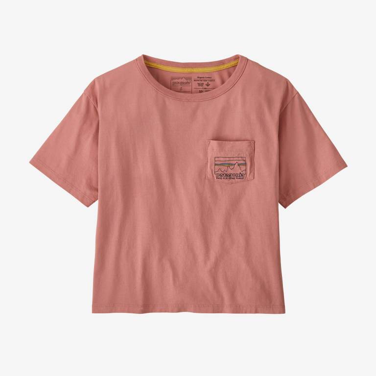 Camiseta Patagonia 73 Skyline Organic Algodon Easy Cut Pocket Mujer Rosas | SLKzr2Af