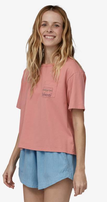 Camiseta Patagonia 73 Skyline Organic Algodon Easy Cut Pocket Mujer Blancos | rGMGGt3s