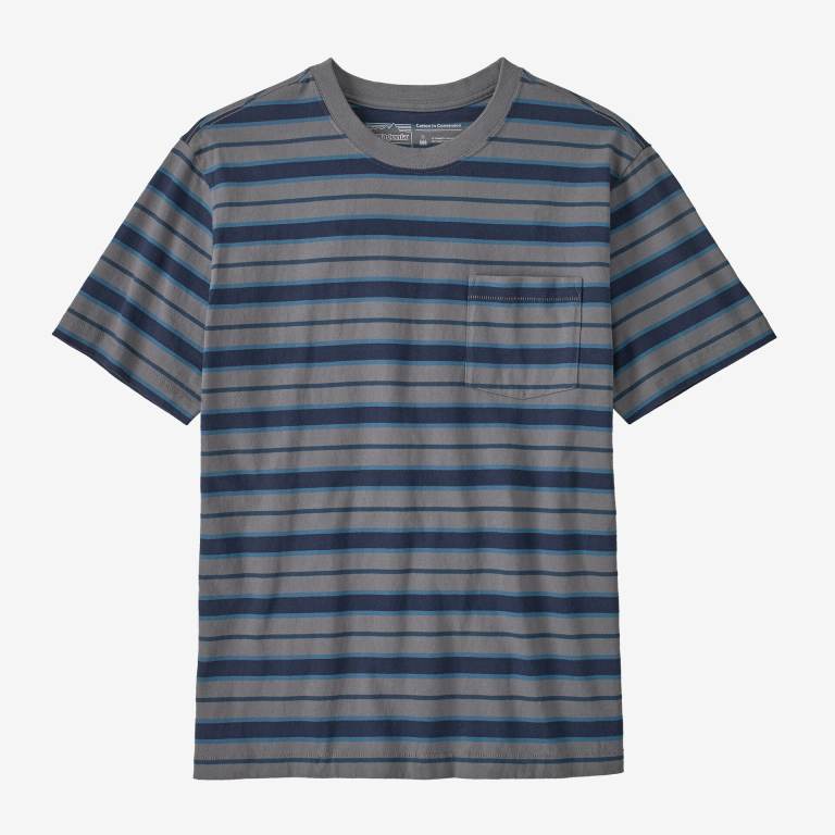 Camiseta Patagonia Algodon in Conversion Midweight Pocket Hombre Stripes/Grey | RnOn0gPf