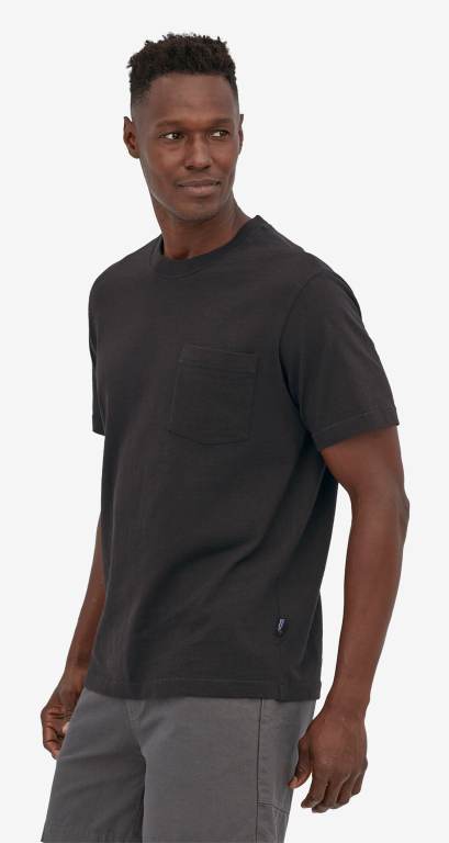 Camiseta Patagonia Algodon in Conversion Midweight Pocket Hombre Negros | sRhUhpW3