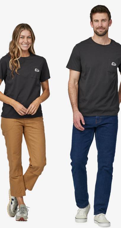 Camiseta Patagonia Flying Fish Patch Organic Pocket Unisex Negros | LQLWkprN