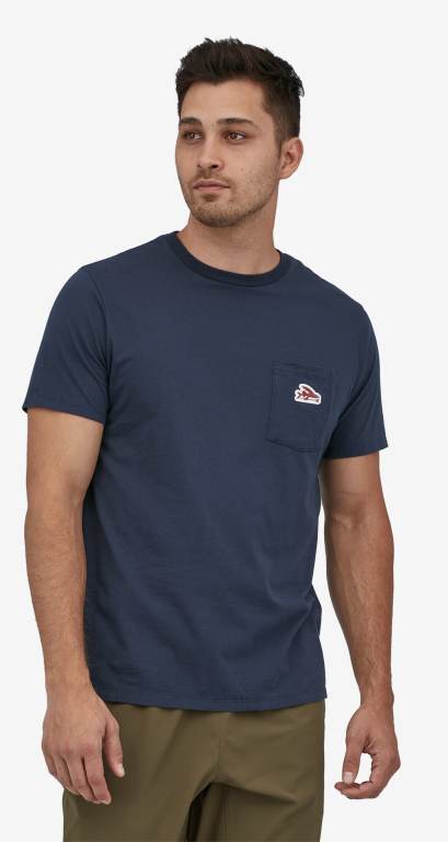 Camiseta Patagonia Flying Fish Patch Organic Pocket Unisex Azul Marino | jfGvTDfb