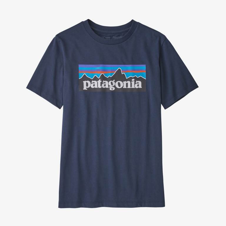 Camiseta Patagonia Kids\' Regenerative Organic Certifiedâ„¢ Algodon P-6 Logo Niños Azul Marino | oXAxtuk8