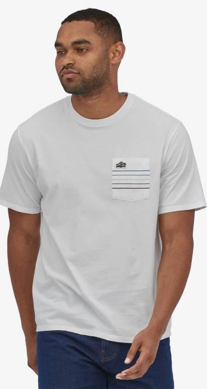 Camiseta Patagonia Line Logo Ridge Stripe Organic Pocket Hombre Blancos | 9RjscAdh