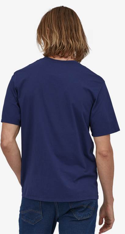 Camiseta Patagonia Line Logo Ridge Stripe Organic Pocket Hombre Azules | yQ2a0We2