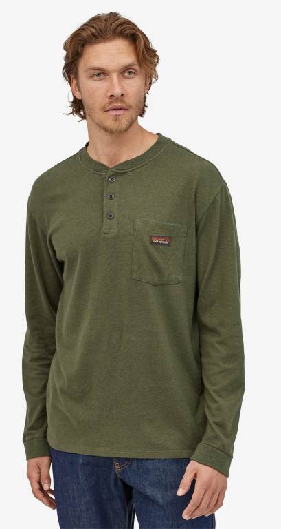 Camiseta Patagonia Long-Sleeved Trabajo Henley Pocket Hombre Marrom | RB4JXPqS