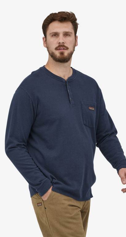 Camiseta Patagonia Long-Sleeved Trabajo Henley Pocket Hombre Marrom | RB4JXPqS