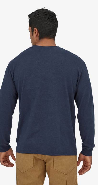 Camiseta Patagonia Long-Sleeved Trabajo Henley Pocket Hombre Azul Marino | fdhJwLSe