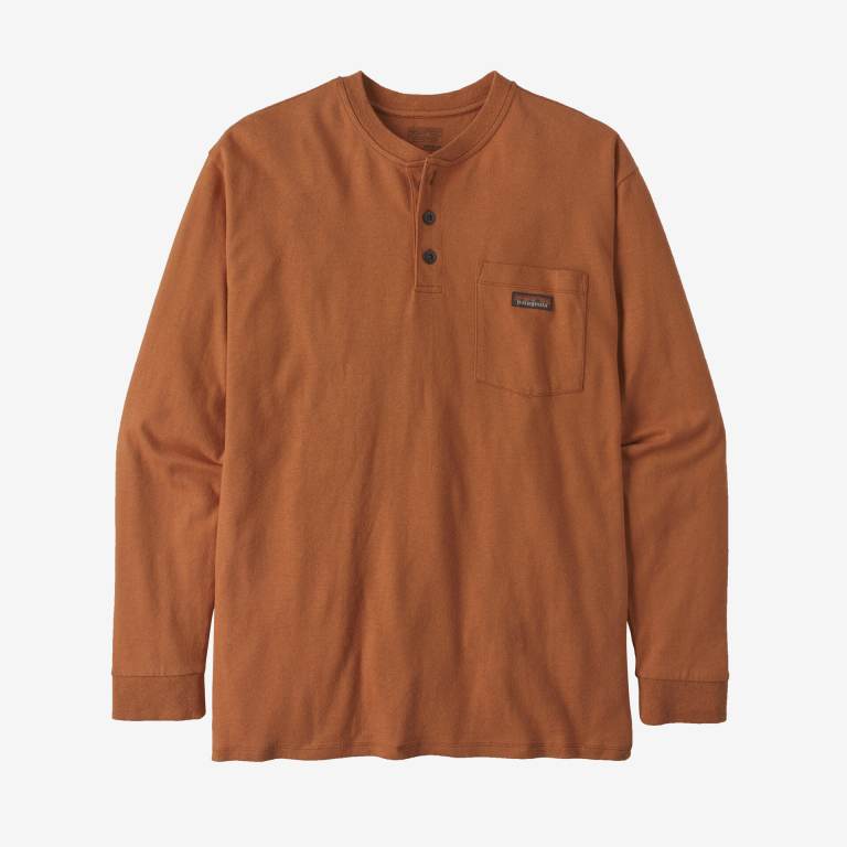 Camiseta Patagonia Long-Sleeved Trabajo Henley Pocket Hombre Marrom | rYuCf4Tf