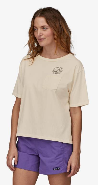 Camiseta Patagonia Lost and Found Organic Easy Cut Pocket Mujer Beige | 8mKAtsSO