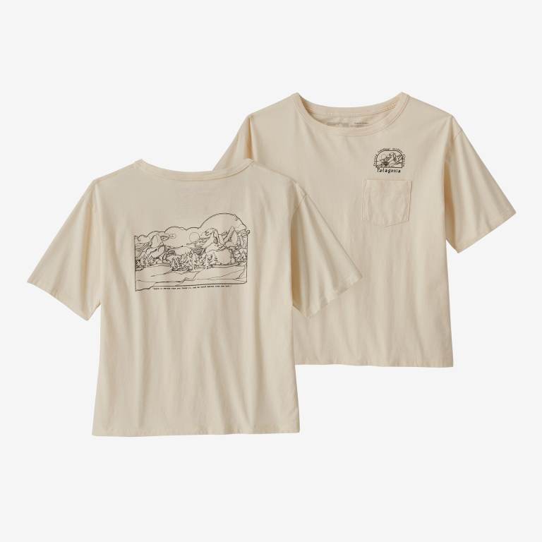 Camiseta Patagonia Lost and Found Organic Easy Cut Pocket Mujer Beige | 8mKAtsSO