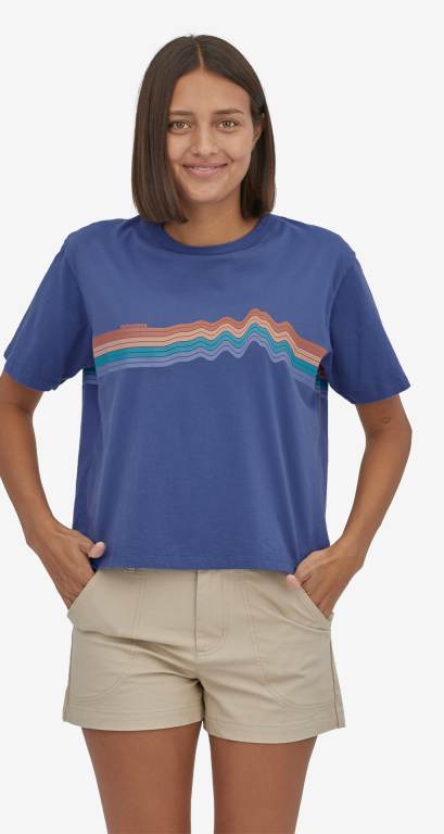 Camiseta Patagonia Ridge Rise Stripe Organic Easy Cut Mujer Azules | NTTikY5p