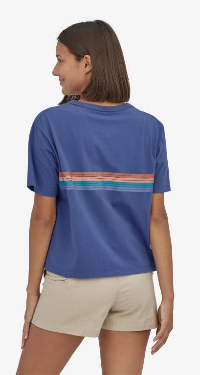 Camiseta Patagonia Ridge Rise Stripe Organic Easy Cut Mujer Azules | NTTikY5p