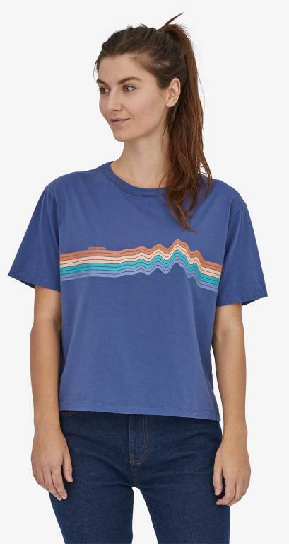 Camiseta Patagonia Ridge Rise Stripe Organic Easy Cut Mujer Azules | NTTikY5p