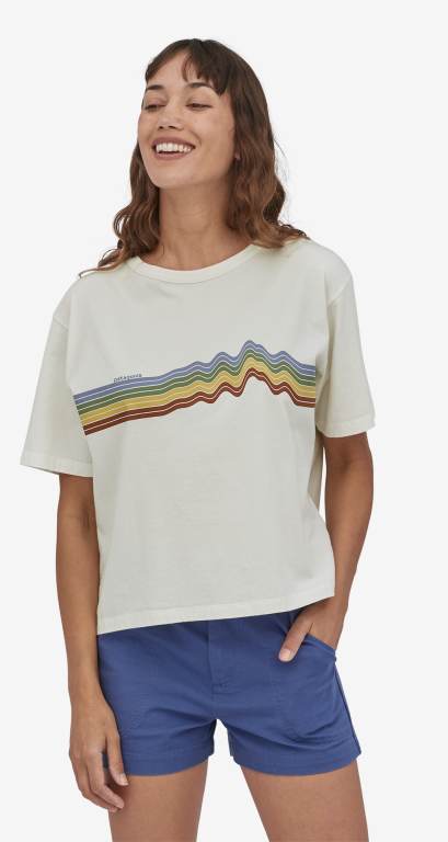 Camiseta Patagonia Ridge Rise Stripe Organic Easy Cut Mujer Naranjas | j1M0J4w1