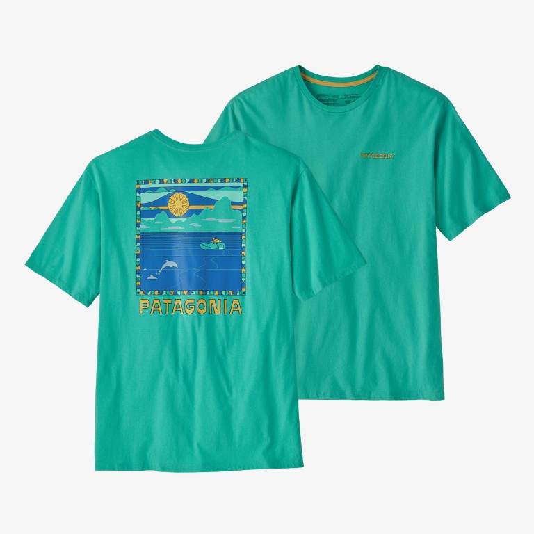 Camiseta Patagonia Summit Swell Organic Hombre Turquesa | 8eCBCUju