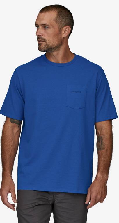 Responsibili-Tee® Patagonia Line Logo Ridge Pocket Responsibili-Â® Hombre Blue/Blue | Fn9DVQgQ