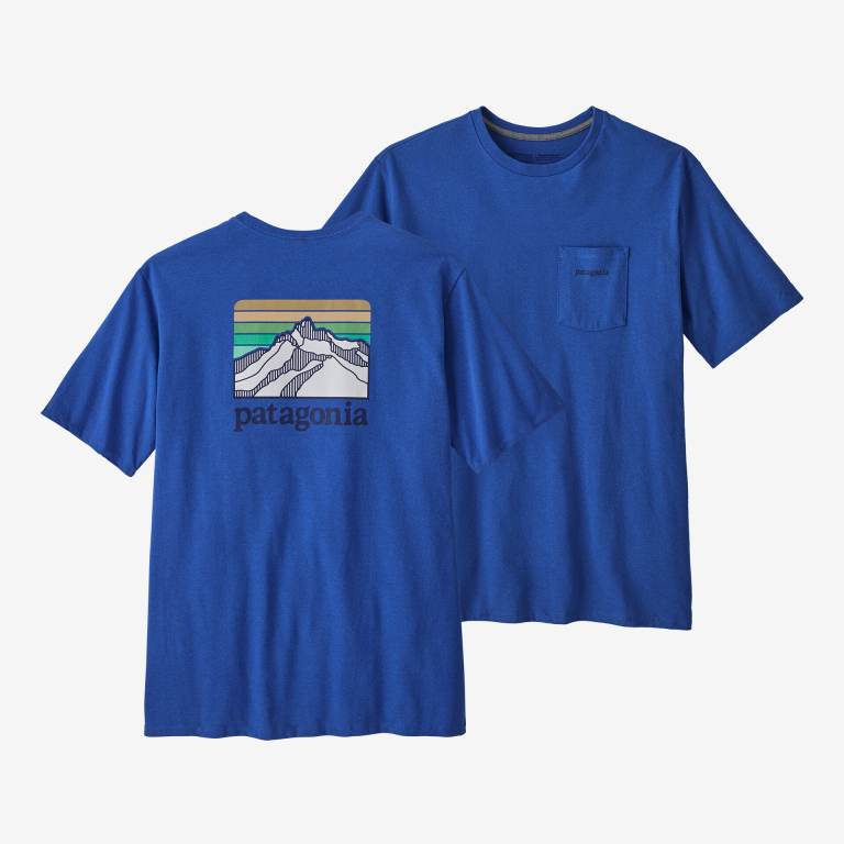 Responsibili-Tee® Patagonia Line Logo Ridge Pocket Responsibili-Â® Hombre Blue/Blue | Fn9DVQgQ