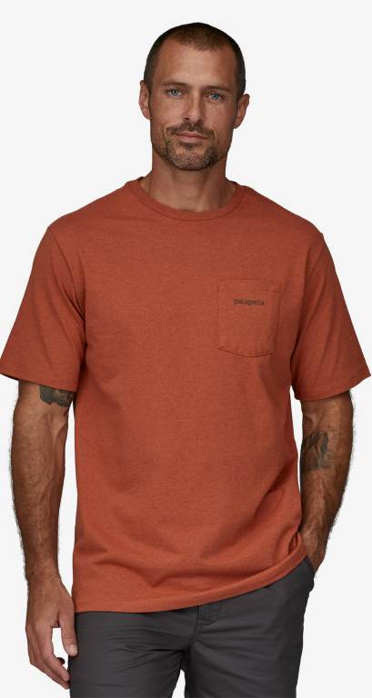 Responsibili-Tee® Patagonia Line Logo Ridge Pocket Responsibili-Â® Hombre Coral | KJKrOjq9