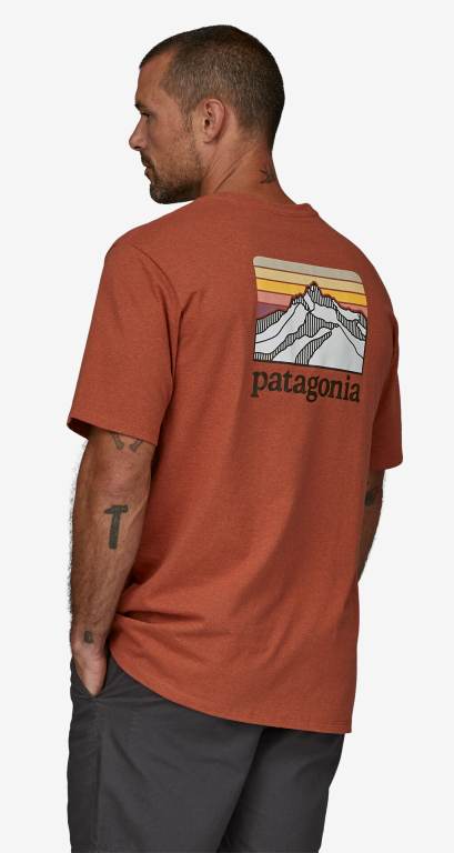 Responsibili-Tee® Patagonia Line Logo Ridge Pocket Responsibili-Â® Hombre Coral | KJKrOjq9