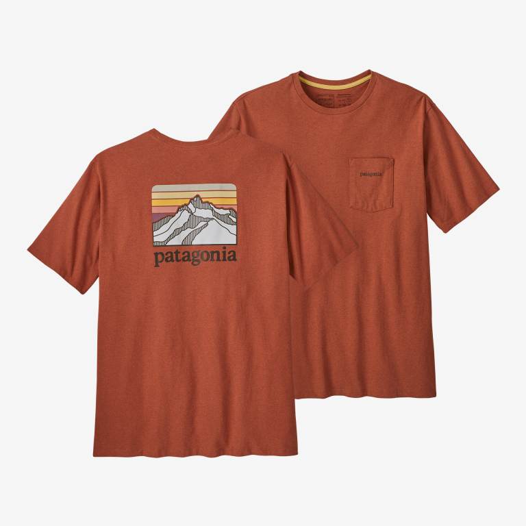 Responsibili-Tee® Patagonia Line Logo Ridge Pocket Responsibili-Â® Hombre Coral | KJKrOjq9