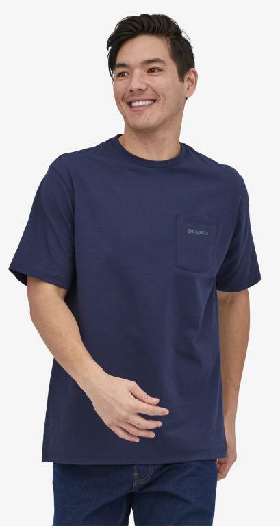 Responsibili-Tee® Patagonia Line Logo Ridge Pocket Responsibili-Â® Hombre Azules | TWaequx3