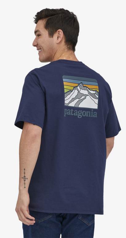 Responsibili-Tee® Patagonia Line Logo Ridge Pocket Responsibili-Â® Hombre Azules | TWaequx3