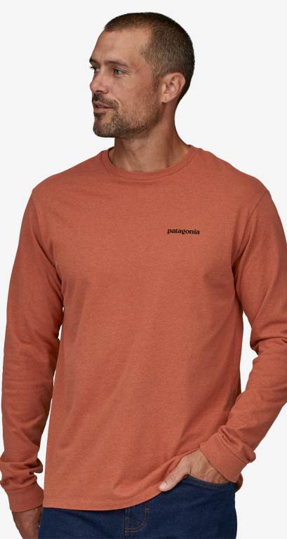 Responsibili-Tee® Patagonia Long-Sleeved P-6 Logo Responsibili-Â® Hombre Coral | 0fIfHUm0