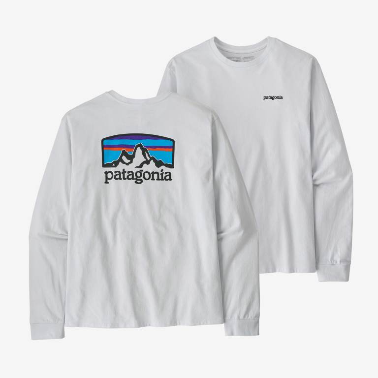 Responsibili-Tee® Patagonia Long-Sleeved Fitz Roy Horizons Responsibili-Â® Hombre Blancos | 1ADOQd74