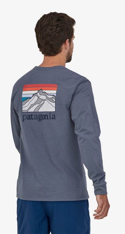 Responsibili-Tee® Patagonia Long-Sleeved Line Logo Ridge Responsibili-Â® Hombre Grises | 4EcSNYk1