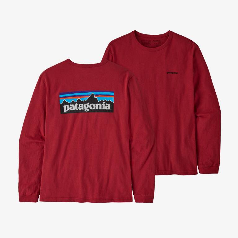 Responsibili-Tee® Patagonia Long-Sleeved P-6 Logo Responsibili-Â® Mujer Rojos | 7JFzZt5z