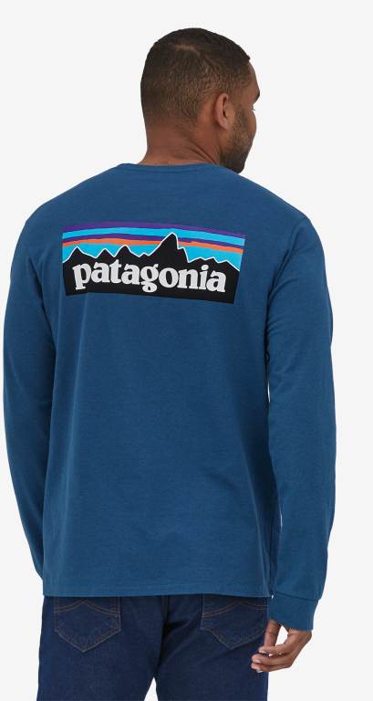 Responsibili-Tee® Patagonia Long-Sleeved P-6 Logo Responsibili-Â® Hombre Azules | 8X1j8ep3