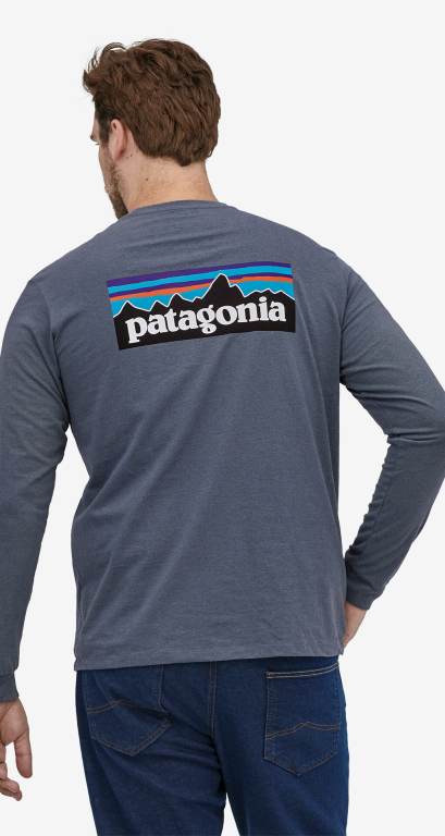 Responsibili-Tee® Patagonia Long-Sleeved P-6 Logo Responsibili-Â® Hombre Azules | 8X1j8ep3