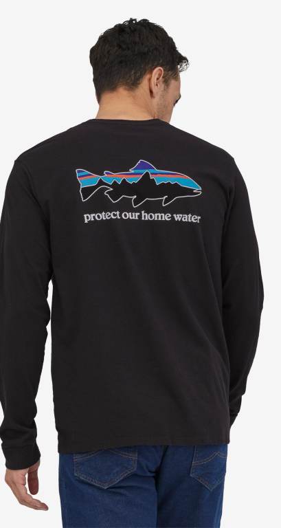 Responsibili-Tee® Patagonia Long-Sleeved Home Agua Trout Responsibili-Â® Hombre Marrom | DtWNUcx4