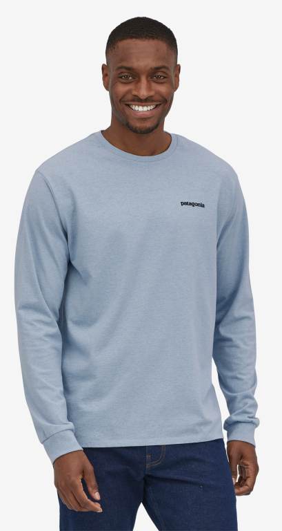 Responsibili-Tee® Patagonia Long-Sleeved P-6 Logo Responsibili-Â® Hombre Azules | I4V7f1PA