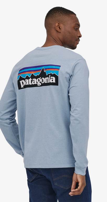 Responsibili-Tee® Patagonia Long-Sleeved P-6 Logo Responsibili-Â® Hombre Azules | I4V7f1PA