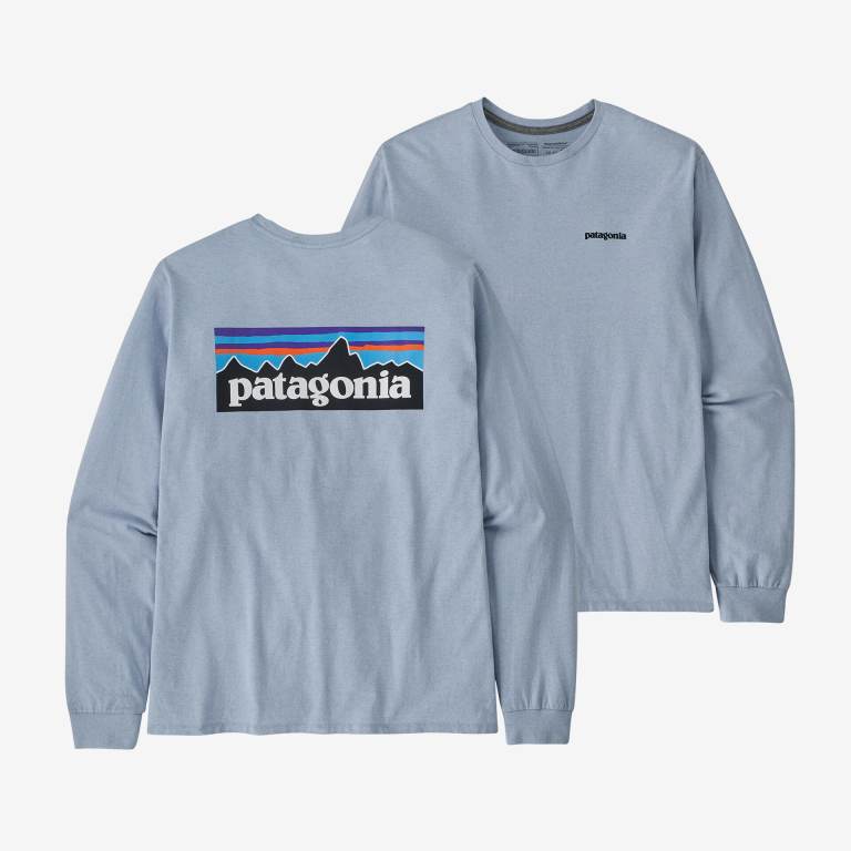 Responsibili-Tee® Patagonia Long-Sleeved P-6 Logo Responsibili-Â® Hombre Azules | I4V7f1PA