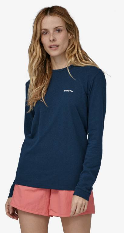 Responsibili-Tee® Patagonia Long-Sleeved P-6 Logo Responsibili-Â® Mujer Azules | IIJC0OwU