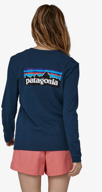 Responsibili-Tee® Patagonia Long-Sleeved P-6 Logo Responsibili-Â® Mujer Azules | IIJC0OwU