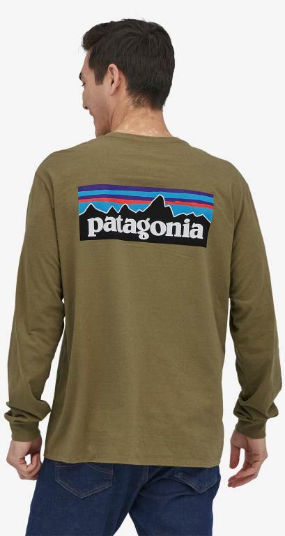 Responsibili-Tee® Patagonia Long-Sleeved P-6 Logo Responsibili-Â® Hombre Kaki | JIurktUT