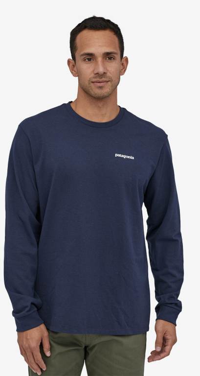 Responsibili-Tee® Patagonia Long-Sleeved P-6 Logo Responsibili-Â® Hombre Azul Marino | JVwkUg1e