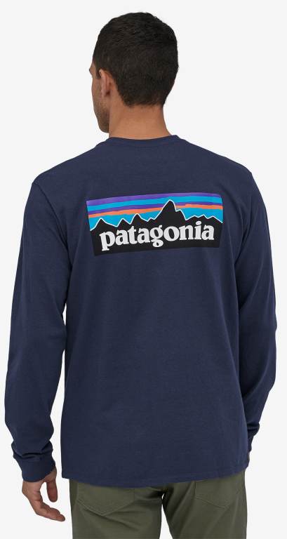 Responsibili-Tee® Patagonia Long-Sleeved P-6 Logo Responsibili-Â® Hombre Azul Marino | JVwkUg1e